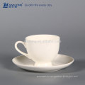 200ml personnalisation de la marque Pure White Fine Ceramic Cup avec poignée, tasse et jeu de soucoupe